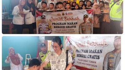 Jumat Berkah, Polsek Babat Toman Gelar Program Makan Bergizi Gratis