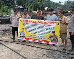 Polsek Sanga Desa Sosialisasikan Himbauan Penghentian Aktivitas Illegal Refinery di Desa Keban I